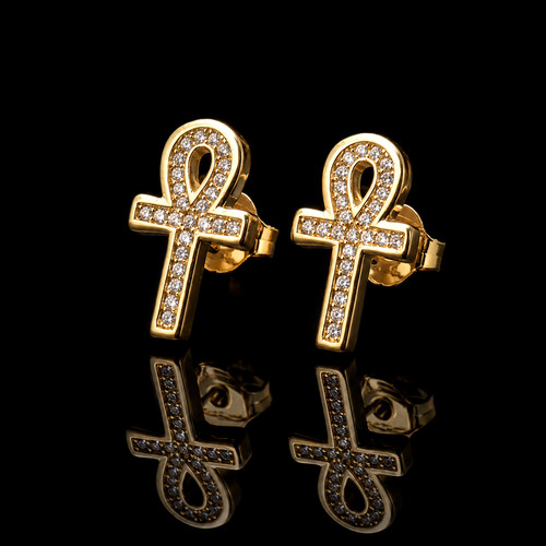 9ct gold layered ankh stud - 9ct,
