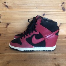 Vintage Nike Dunk Sky High 'Bred' Trainers Size UK 6 Red Black Wedge Heel