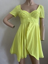 CHRISTOPHER KANE TOPSHOP NEON YELLOW BABYDOLL DRESS UK 8 EU 36 US 4 SMALL BNWT