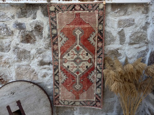 Hand woven vintage area carpet - hand-woven,