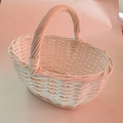 White oval woven wicker - oval, basket