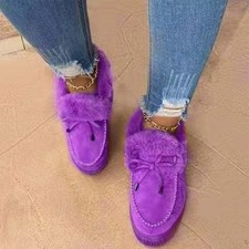Women Faux Fur Lined Warm Winter Moccasin Ankle Boots Ladies Slippers Shoes Sz