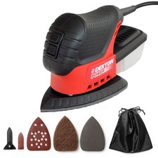 Electric Detail Sander 75W Mini Palm Mouse Dust Collection Box + 6pc Accessories