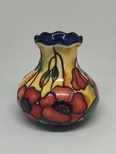 Old Tupton Ware 8cm Poppy Vase, Hand-Painted Tube-Lined Pottery
