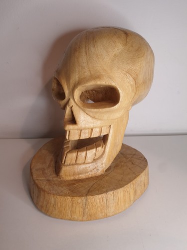 Hand carved wooden - wooden, skull