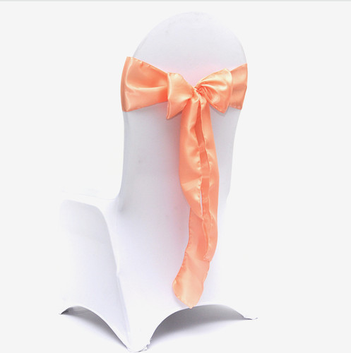 Peach satin chair sash - chair,