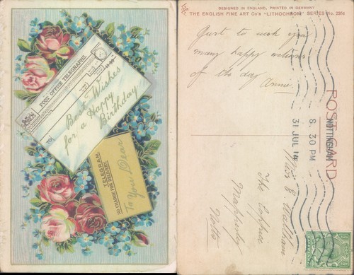 Birthday telegram with flowers - birthday,