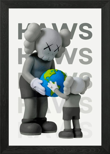 Kaws world framed wall - world,