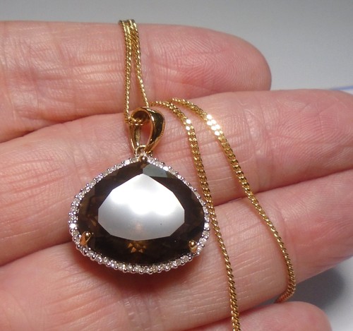 9ct gold smokey quartz - 9ct,