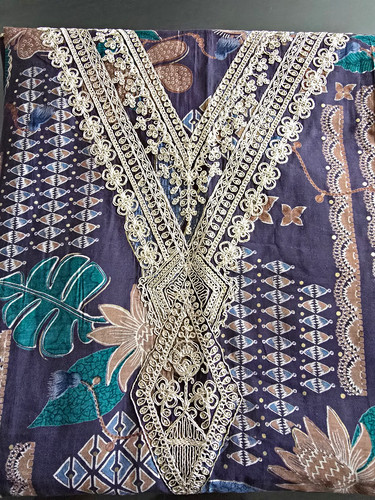 Navy unstitched muslin salwar - navy,