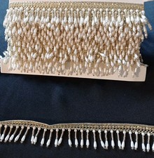 New 2 Meters Fancy Hanging Gold& Pearl Beads (Bridal Dress,Saree Sew On Trim...