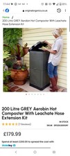 Original Organics 200 litre Grey AeroBin Hot Composter With Leachate Hose Extens