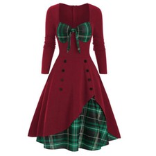 Retro Womens Plaid Check Dress
