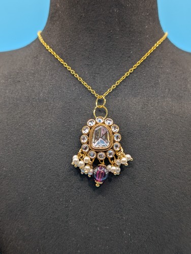 Crystal faux pearl pendant - pearl,