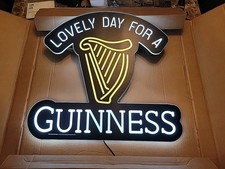 Guinness Beer LED Light Up Sign Lovely Day For A Guinness Bar Pub New Harp