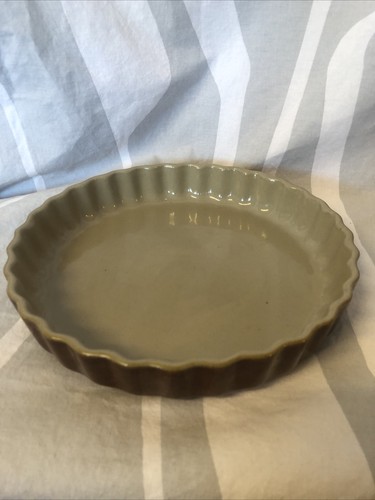 Vintage earthy stoneware flan - earthy,