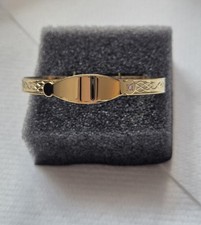 Gold Plated Sterling Silver 925 Baby Bangle – Pink Stone – Newborn to 1 Year