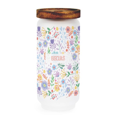 Colourful flowers biscuit jar - flowers,