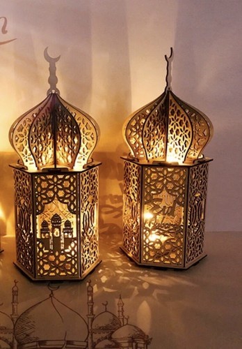 Eid wooden lantern lamp - wooden,