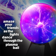 8" Touch Sensitive Blue Purple Plasma Ball Interactive Light & Science Lamp Toy
