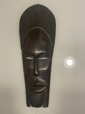 African Blackwood or Ebony Tribal Art Hand Carved Wooden Wall Mask/ Head. 31 Cm