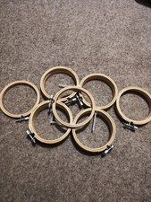 5 x WOODEN EMBROIDERY HOOPS /