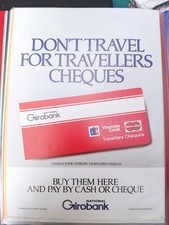 POST OFFICE A4 ADVERTISING POSTER 1985 TRAVELLERS CHEQUES NATIONAL GIROBANK
