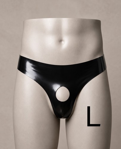 Mens black latex peephole - mens,