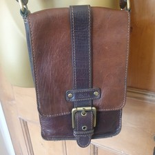 Bolla Leather Cross Body Bag Lots Of Pockets Dark Brown Aged Leather Gorgeous