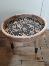 Round Coffee Table  Mango Wood -Black Parsley Resin design-Detachable Legs