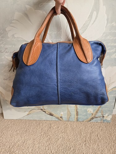 Blue tan genuine leather - blue,