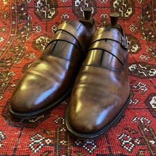 Brown leather monkstrap shoes - brown,