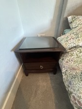 Stag Bedside Cabinets and Drawers Pair With Glass Tops