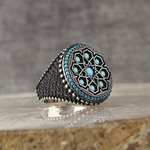 Firuz men silver ring - firuz, handmade
