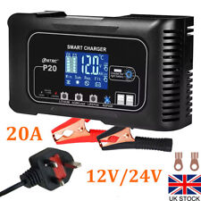 For Lead Acid AGM GEL PB Lithium LiFePo4 Battery Charger Smart 20A 12V-24V UK