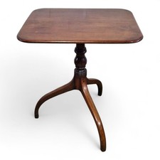 Antique Mahogany Snap Top Pedestal Side table - Tip Tilt Top  Occasional Table