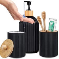 Bathroom Countertop Organizer Soap Dispenser, Cotton Ball Box, Toothbrush Holder