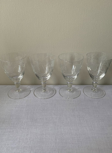 Vintage set floral etched - floral,