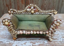 Rare Antique Shell Doll House Settee Sofa Furniture Miniature