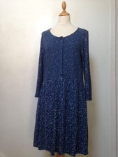 Fat Face dress 12 dark blues and ivory pattern cotton blend jersey