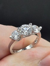 Beautiful  diamonique trilogy clear stone 925 Silver Ring size K