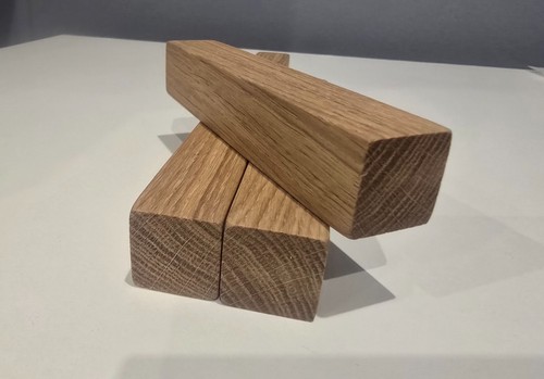 Solid oak wood block l - wood,