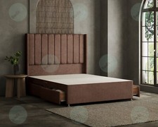 10 Panel Vertical Wings Reinforced Divan + Floorstanding H/B - Coniston & Linen