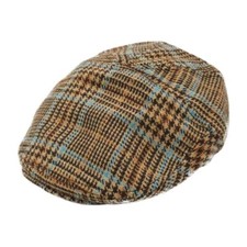 Childrens Flat Cap Tweed Brown Lined Elastic Front Major Wear