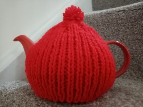Hand knitted tea cosy fits - knitted,
