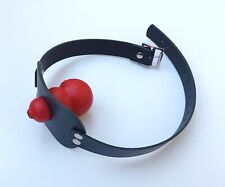 Real Leather Face Mask with Rubber Gag for BDSM/Bondage/Roleplay