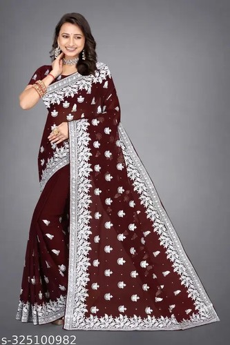 Heavy silver embroidery work - silver,