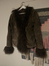90s vintage Afghan Coat Vintage xl  Jacket real Mongolian fur brown 