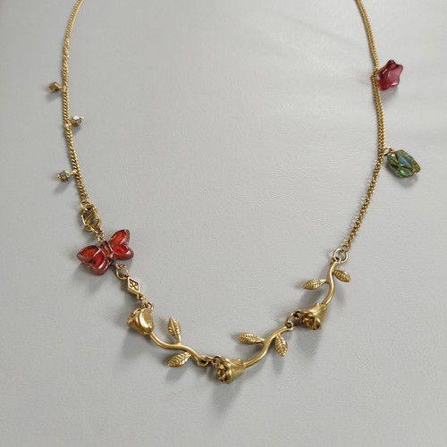 Gold tone long necklace - gold,