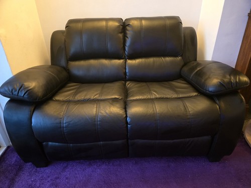 Black leather seater - black, 2